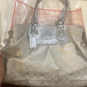 Silver coach bag